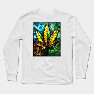 Stained Glass Marijuana Leaf #1 Long Sleeve T-Shirt